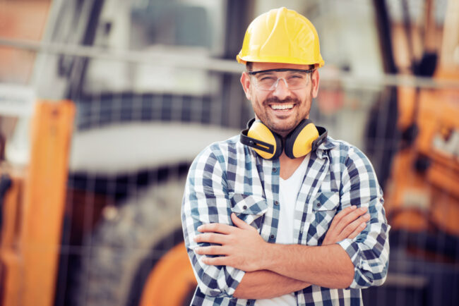 Young,Businessman,Construction,Site,Engineer,close,Up. Quiz: Workplace Safety